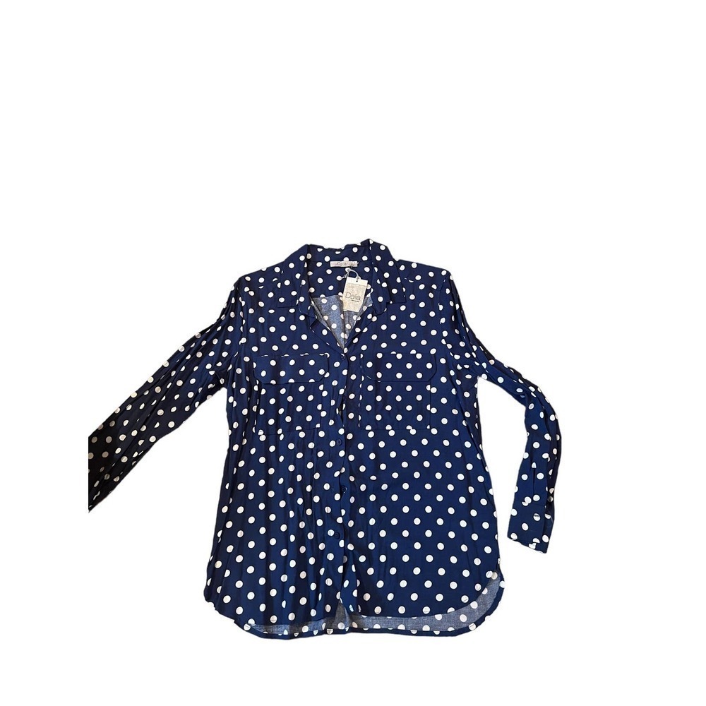 NWT Dalia blue polka dot Button down shirt sz Large
